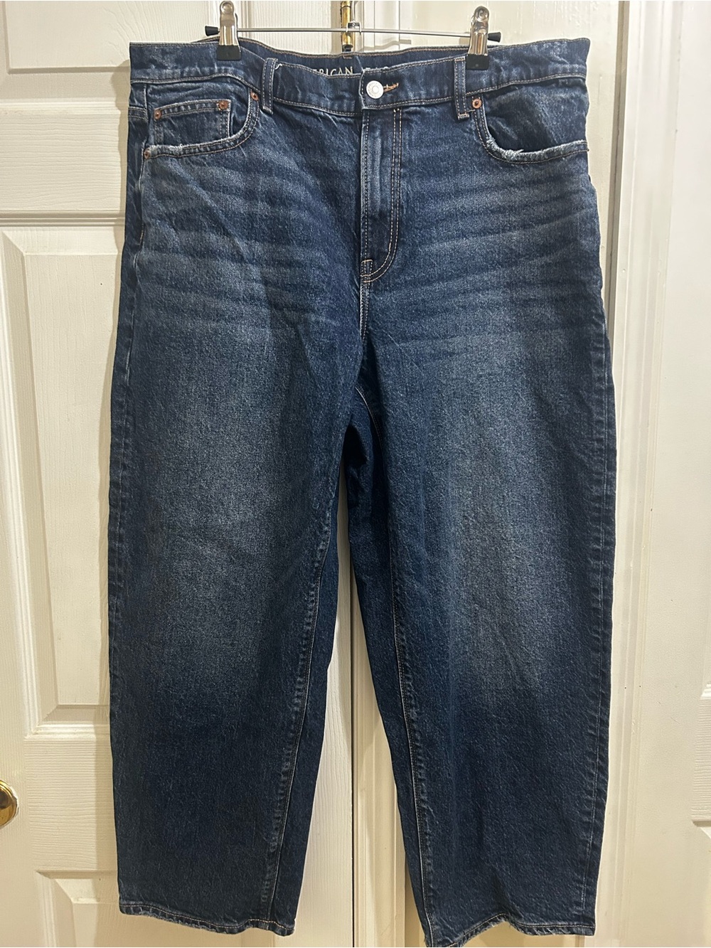 American Eagle Outfitters Stretch Barrel Baggy Medium Blue Wash Women’s Size 14 - Picture 4 of 10